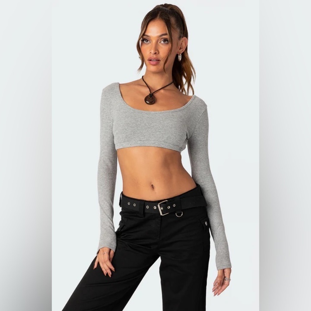 My mum made it staple open back Long Sleeve Crop Top